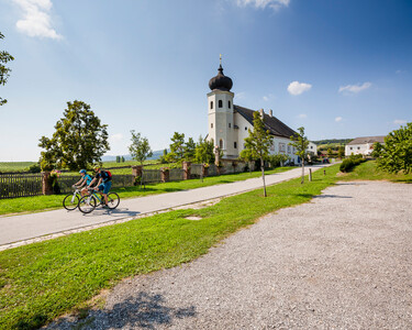 Zwei Radfahrer in der Region Wiens